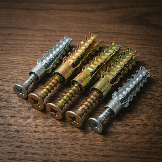 Bucha de expansão metálica serrilhada tipo “árvore de Natal” com parafuso